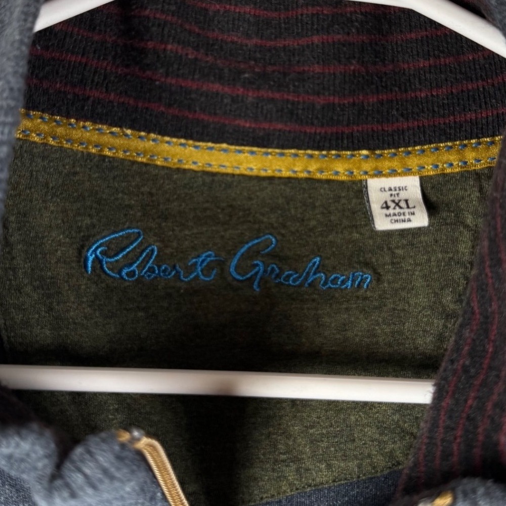 Robert Graham Blue Textured Quarter Zip Long Sleeve Pullover Shirt Men's 4XL - Picture 2 of 7